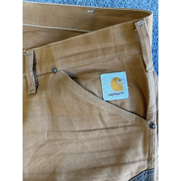 Carhartt Mens Double Front Dungaree WU146 Work Pants 42x30 Brown & Tan - Picture 7 of 12